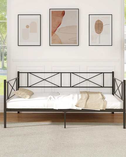 Giantex Twin Size Daybed Frame, Metal Sofa Bed w/Heavy Duty Steel Slats Support