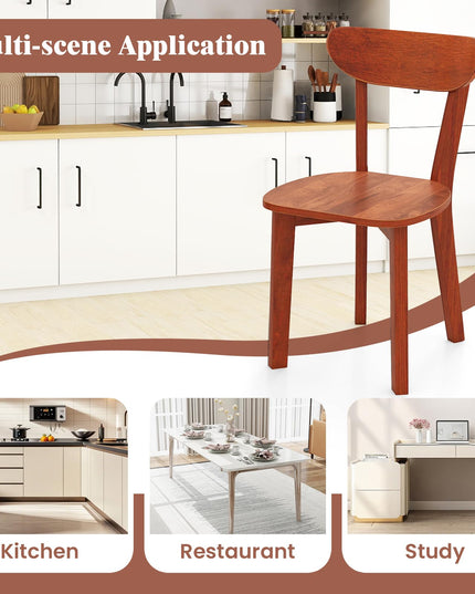 Giantex Wooden Dining Chairs, Kitchen Chairs w/Curved Backrest & Solid Rubber Wood Frame