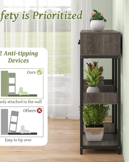 Giantex 3 Tier Tall Plant Stand Indoor, 36 Inch Corner Plant Holder with Drawer & Metal Frame