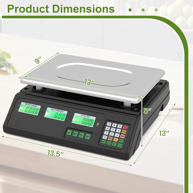 Giantex Price Computing Scale 88 lb/40 kg Rechargeable Commercial Food Scale