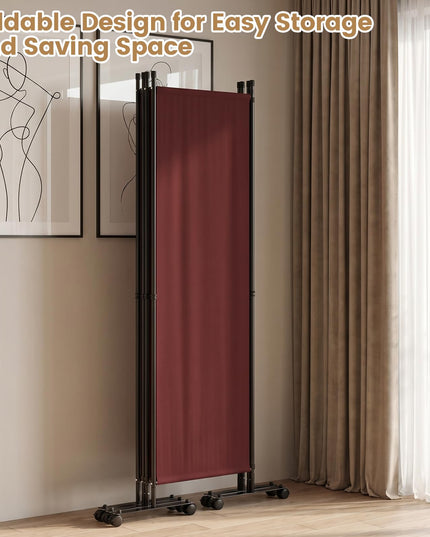 Giantex 4 Panel Folding Room Divider with Wheels
