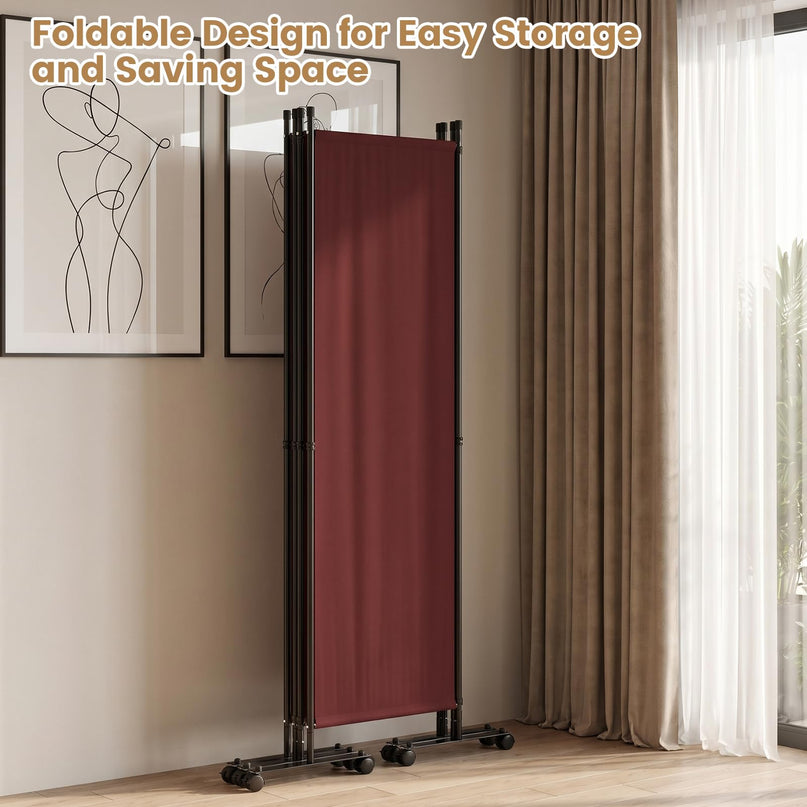 Giantex 4 Panel Folding Room Divider with Wheels