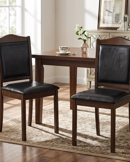 Giantex Wooden Dining Chairs Set of 2/4 | Faux Leather Padded Seat & Back