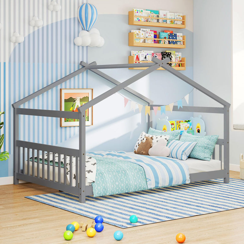 Giantex Full Size Floor Bed for Kids Teens Girls Boys