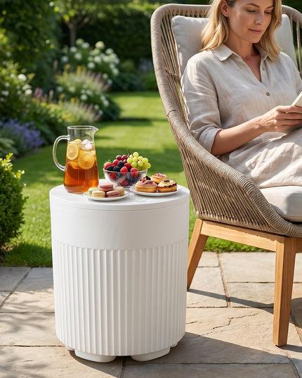 GIANTEX 3-in-1 6.2 Gal Outdoor Ice Bucket & Cooler Side Table with Storage