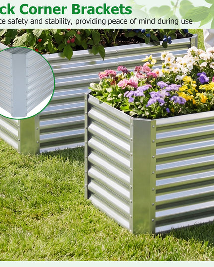 Giantex 4 x 2 x 2 FT Galvanized Rectangular Raised Garden Bed with Open-Ended Base (1/2)