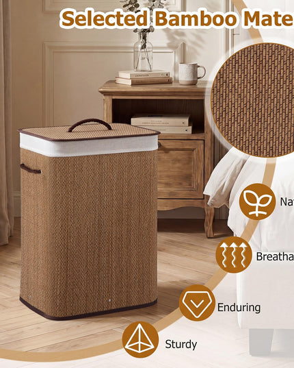 Giantex 19 Gal Bamboo Laundry Hamper with Lid