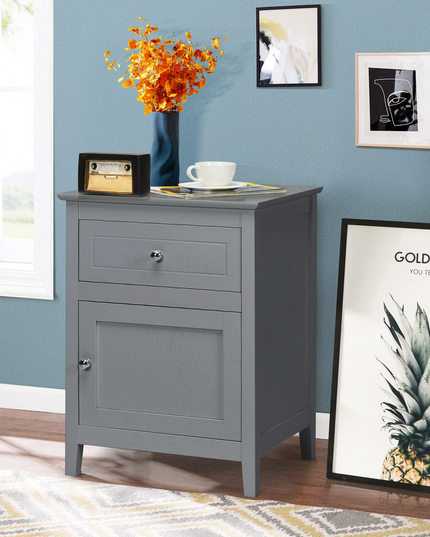 Wooden End Table W/Shelf - Giantex