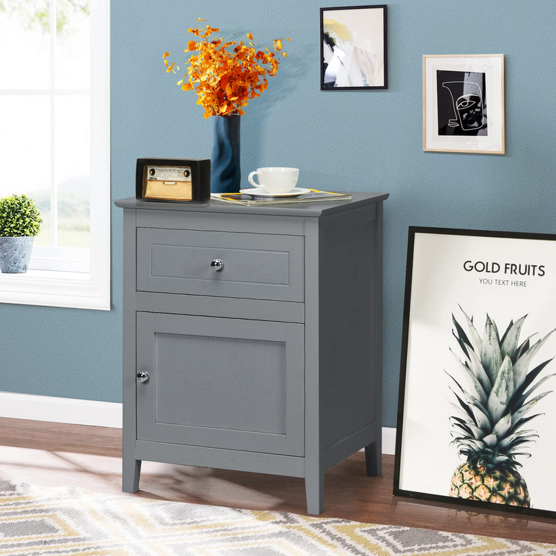 Wooden End Table W/Shelf - Giantex