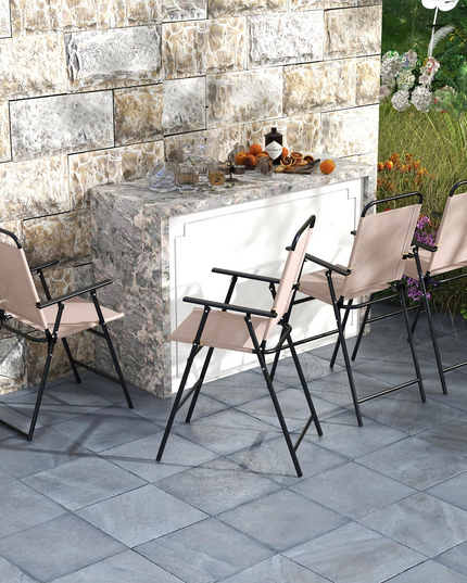 Giantex Outdoor Folding Bar Chair Set of 2, Bar-Height Patio Chairs with Backrest, Armrests, Footrest