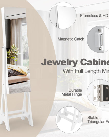 12 LEDs Jewelry Armoire Cabinet with Full-length Mirror - Giantex