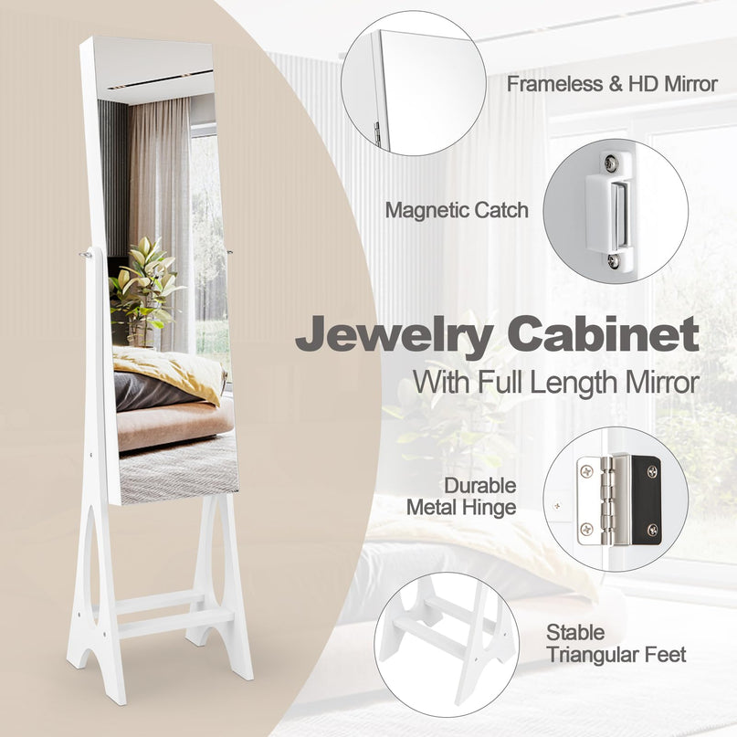 12 LEDs Jewelry Armoire Cabinet with Full-length Mirror - Giantex