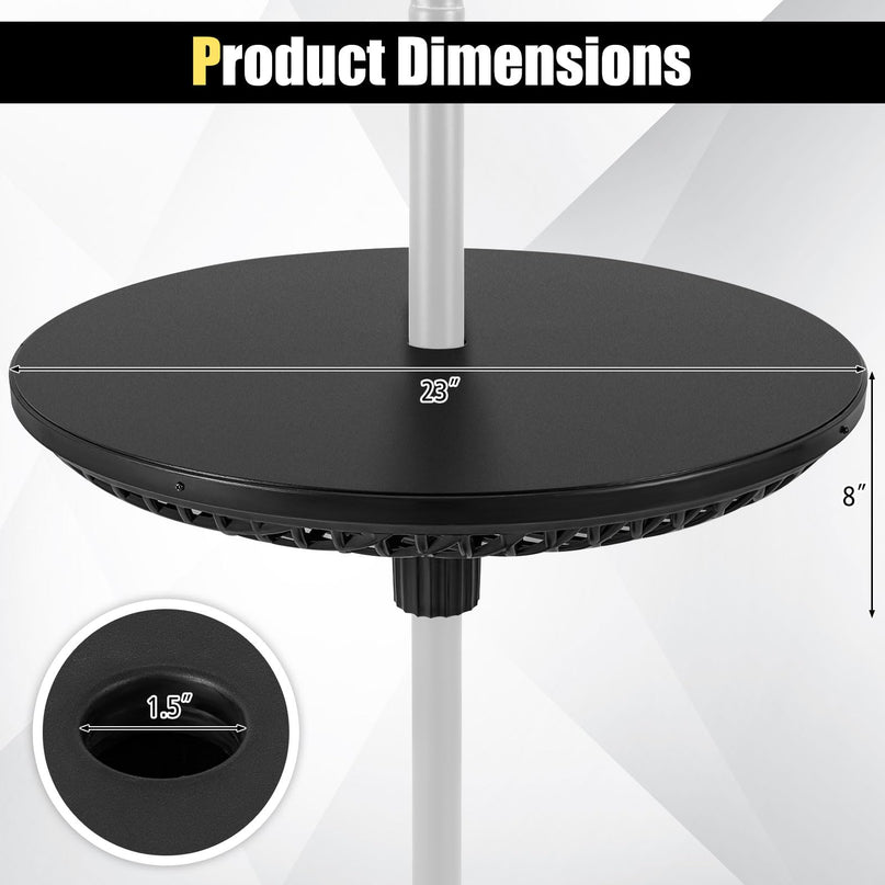 Patio Umbrella Table Tray - 23'' Portable Outdoor Side Table with Umbrella Hole for 1.5", 1.34" & 1.26" Poles
