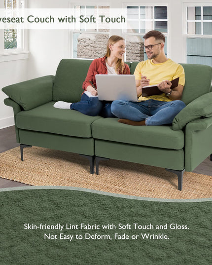 Giantex 72.5" L Loveseat, 2-Seat Sofa Couch with Removable Armrest Pillows