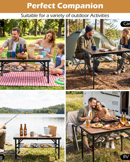 Giantex 3 FT Folding Portable Aluminum Picnic Table with Adjustable Heights