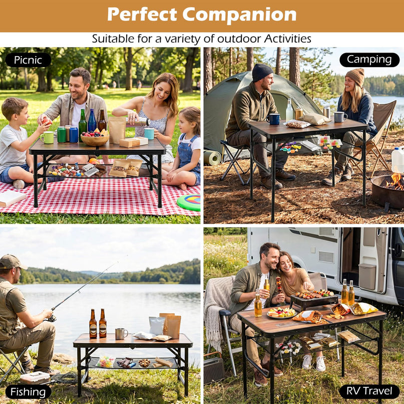 Giantex 3 FT Folding Portable Aluminum Picnic Table with Adjustable Heights