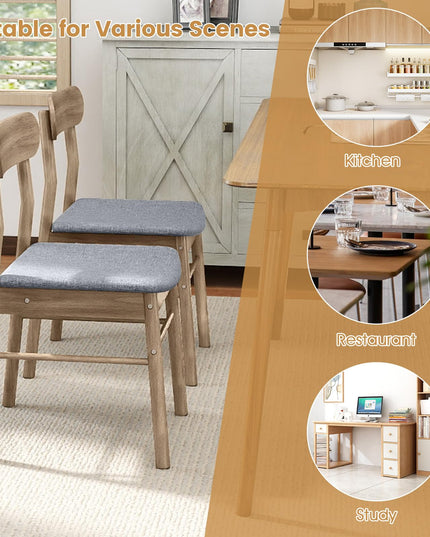 Giantex Fabric Upholstered Wooden Dining Chairs Set w/Padded Curved Seat