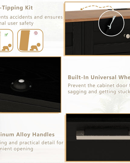 Tilt Out Trash Can Cabinet 9.25 Gallon, Kitchen Island with Power Outlet