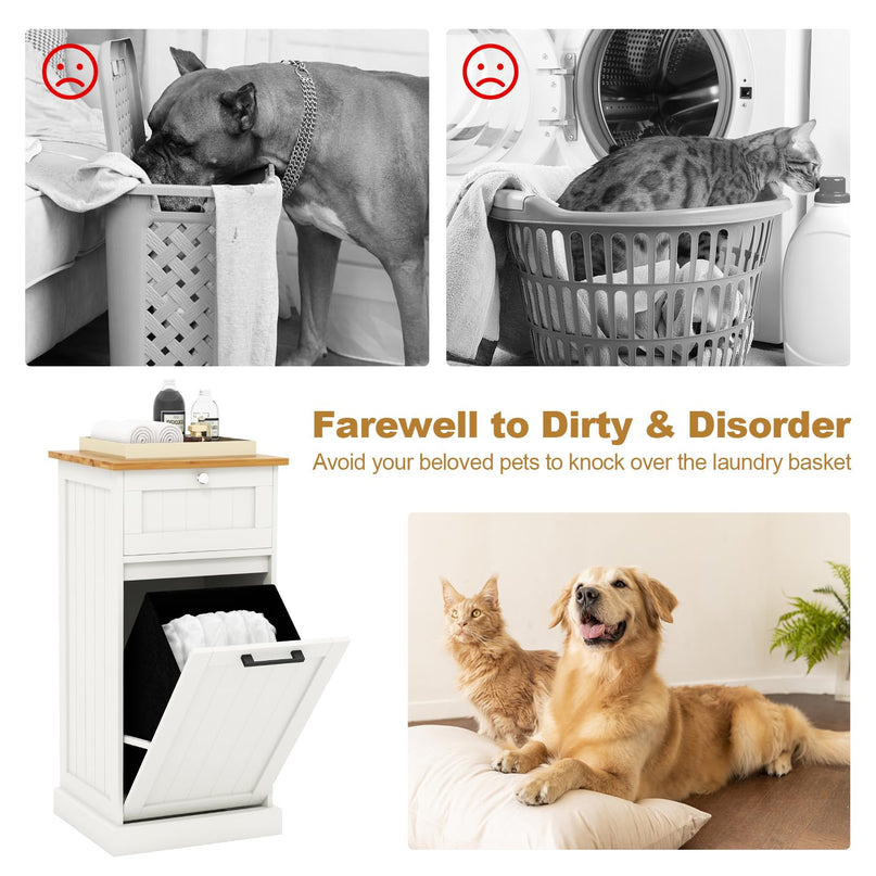 Giantex Tilt Out Laundry Hamper Cabinet