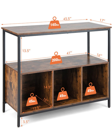Giantex Buffet Sideboard, Wooden Cupboard, Kitchen Pantry w/Spacious Countertop, Large Open Shelf, 3 Cube Storage Cabinet