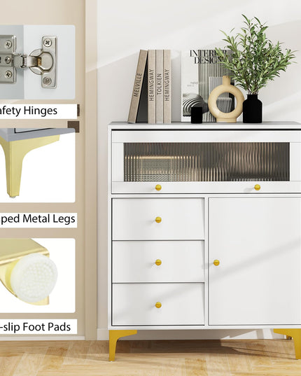 Giantex 3-Drawer Modern Storage Cabinet with 2 Doors