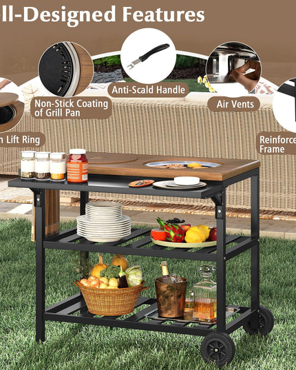 Giantex Outdoor Grill Cart with Korean BBQ Charcoal Grill