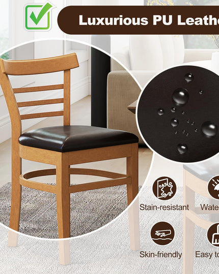 Giantex Wooden Dining Chairs Set of 2/4 w/Rubber Wood Legs