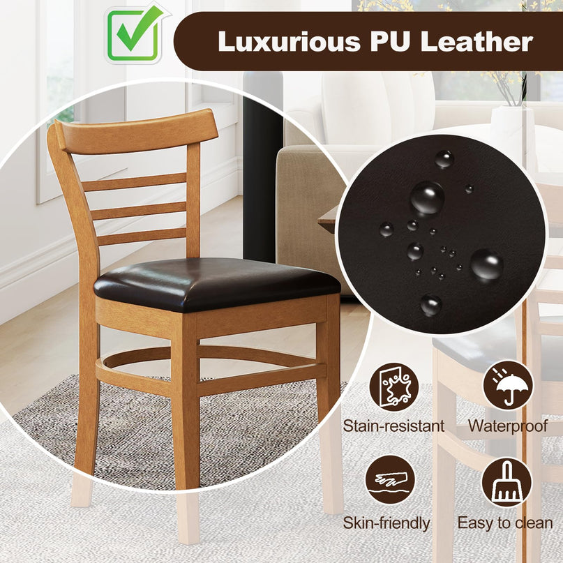 Giantex Wooden Dining Chairs Set of 2/4 w/Rubber Wood Legs