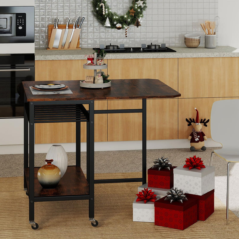 Table à manger pliable Giantex avec 5 roulettes pour petits espaces