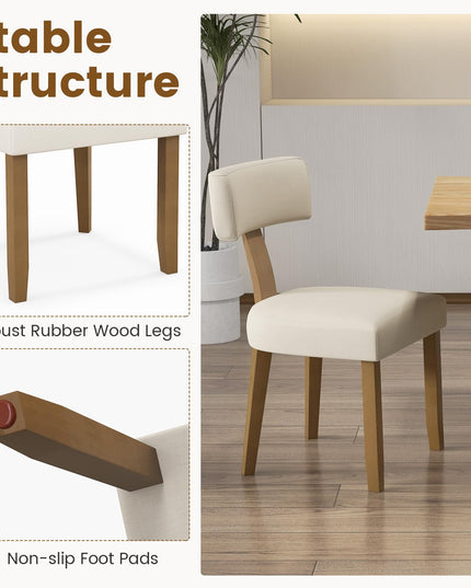 Giantex Upholstered Dining Chairs Set, Mid Century Modern Kitchen Chairs w/Curved Backrest & Rubber Wood Legs