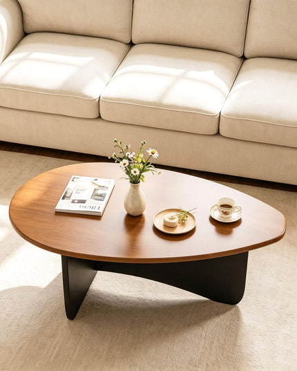 GIANTEX Oval Coffee Table Mid Century Modern Center Table