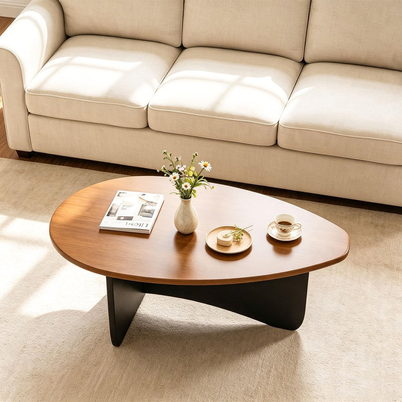 GIANTEX Oval Coffee Table Mid Century Modern Center Table