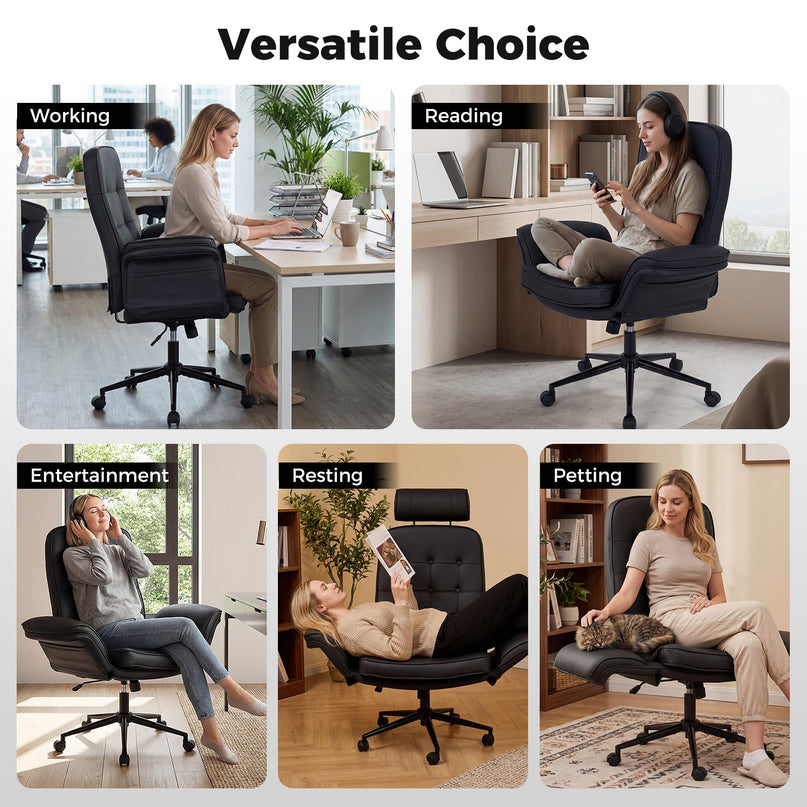 Chaise Giantex Croisée avec Accoudoirs et Roulettes pour Chambre à Coucher
