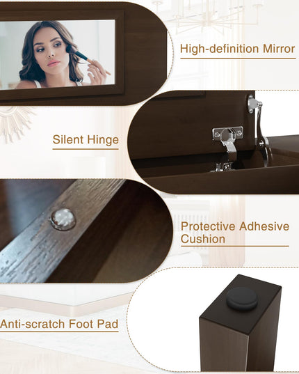 CHARMAID Vanity Table with Flip Top Mirror, 48'' Home Office Computer Desk