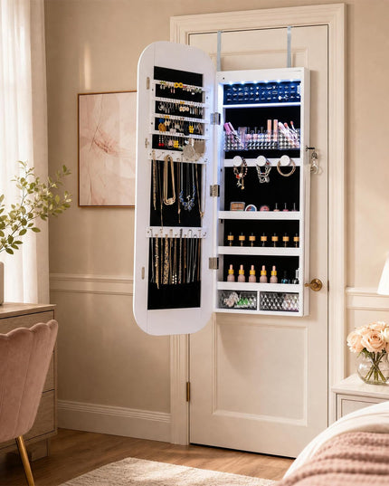 CHARMAID 3-in-1 Jewelry Cabinet Standing, Wall Mount & Over the Door