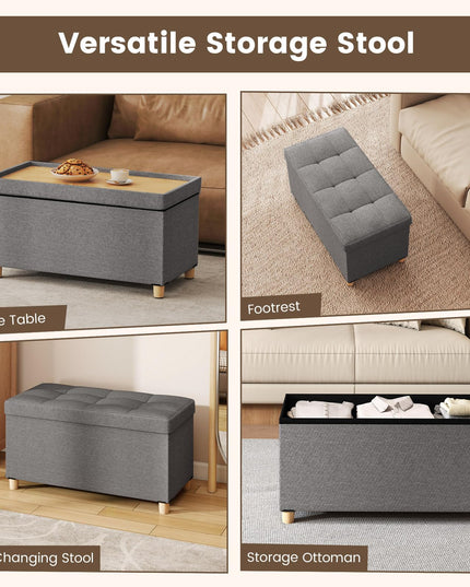 Giantex Storage Ottoman Bench with Tray Lid（38.1D x 76.2W x 39.4H cm）