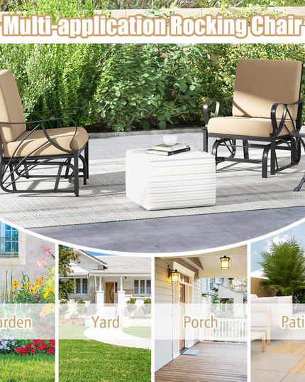 Giantex Patio Glider Outdoor Chair - Outside Rocking Chair with Thick Cushion, Sprayed Metal Frame