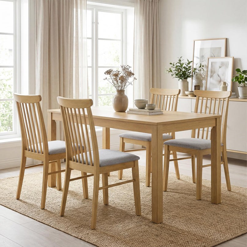Chaises de cuisine sans accoudoirs Giantex avec cadre en bois d'hévéa et revêtement en tissu