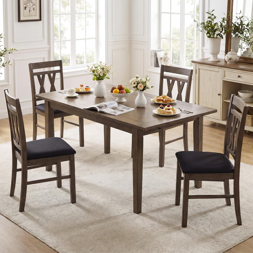 Giantex Linen Style Upholstered Kitchen Chairs with Dual X-Shaped Back (2/4)