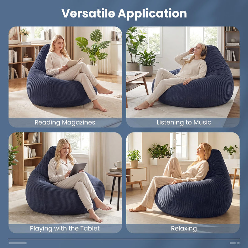 Giantex Bean Bag Chair for Adults with Skin-Friendly Corduroy Cover & Soft Sponge Filling