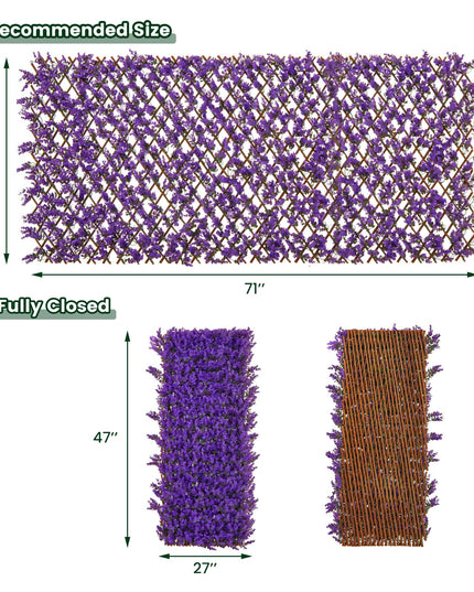 Giantex Expandable Fence Privacy Screen - Decorative Faux Purple Eucalyptus Fencing Panel for Balcony