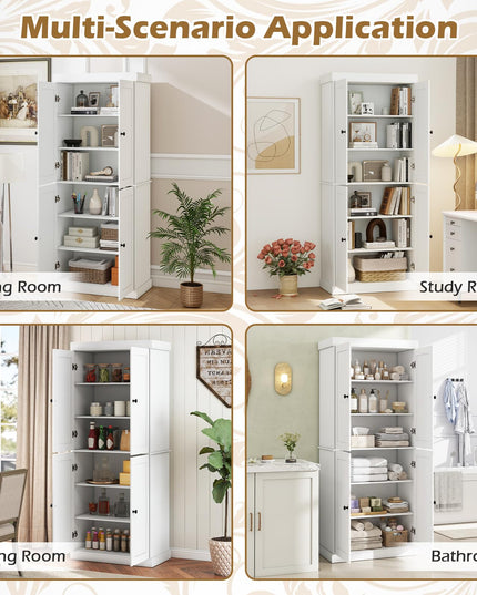 Giantex 72.5'' Kitchen Pantry Cabinet w/4 Doors & 2 Adjustable Shelves