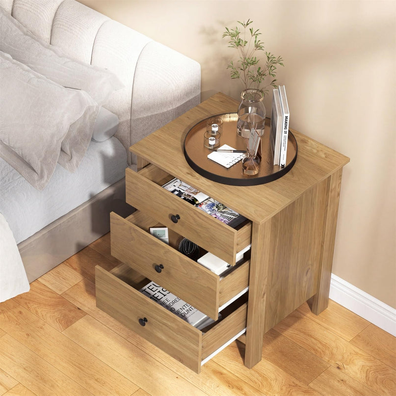 Giantex Nightstand with 3 Drawers for bedroom