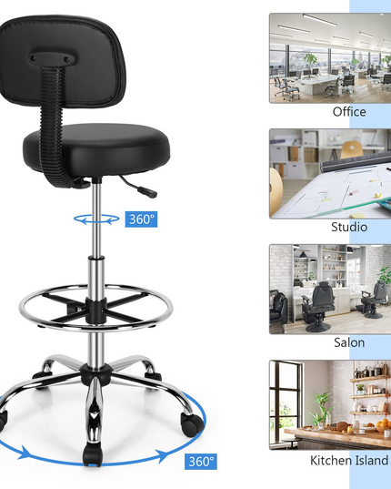 Giantex PU Leather Drafting Chair, Tall Office Chair