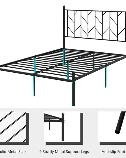 Giantex Metal Bed Frame with Victorian Style Headboard