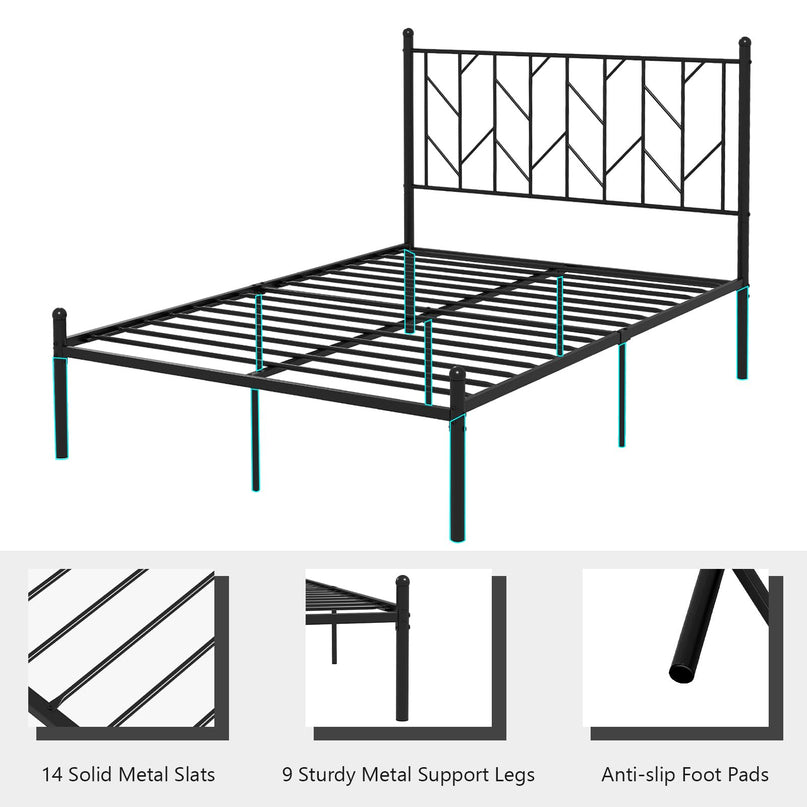 Giantex Metal Bed Frame with Victorian Style Headboard