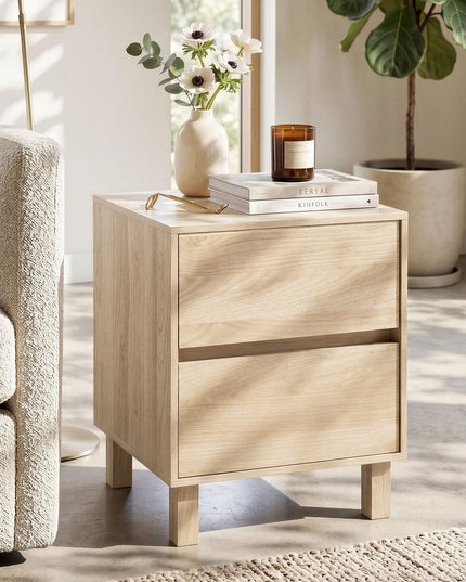 Giantex Wood Night Stand w/2 Storage Drawers & Anti-Tipping Device (1/2)