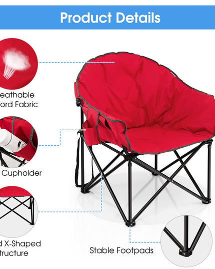 Giantex Portable Camping Chair, Lawn Chair, Outdoor Folding Chair with Cup Holder, Soft Seat