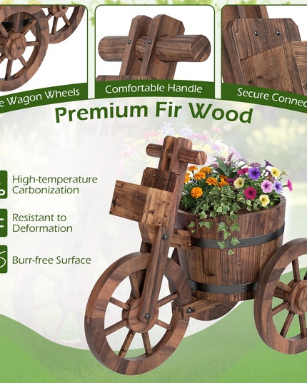 Giantex Support de plantes rustique en bois avec trou de drainage pour fleurs, herbes, légumes