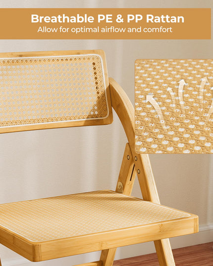 Giantex Rattan Folding Chairs Set with Rotatable Backrests